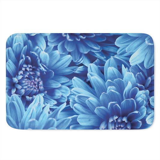 Blue Chrysanthemum Flower Print Indoor Door Mat