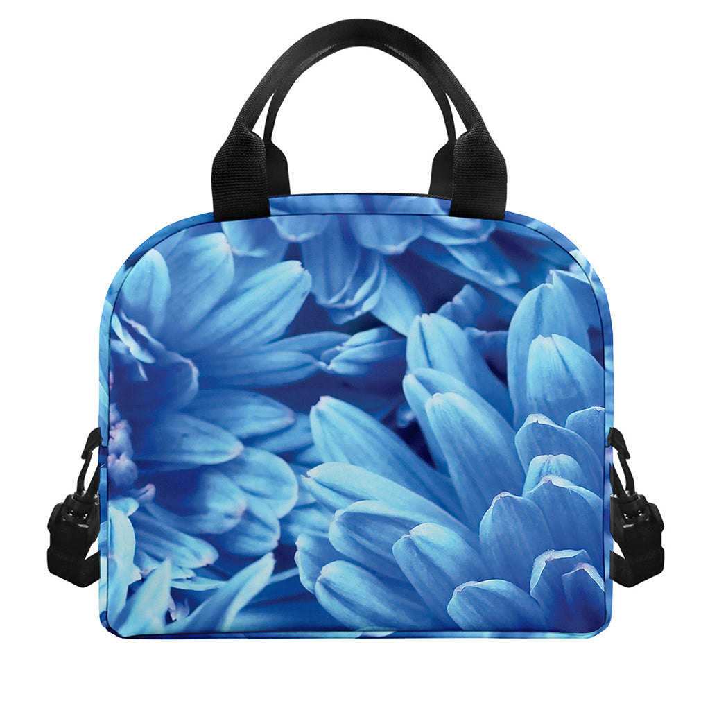 Blue Chrysanthemum Flower Print Insulated Lunch Bag