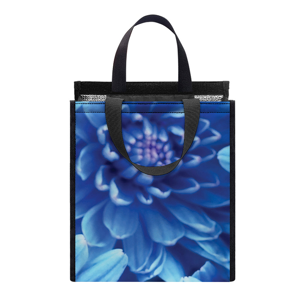 Blue Chrysanthemum Flower Print Insulated Lunch Tote