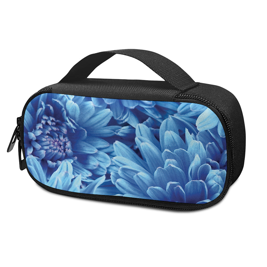 Blue Chrysanthemum Flower Print Insulin Cooler Travel Case