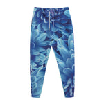 Blue Chrysanthemum Flower Print Jogger Pants