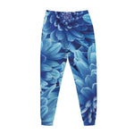 Blue Chrysanthemum Flower Print Jogger Pants
