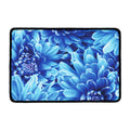 Blue Chrysanthemum Flower Print Kitchen Mat