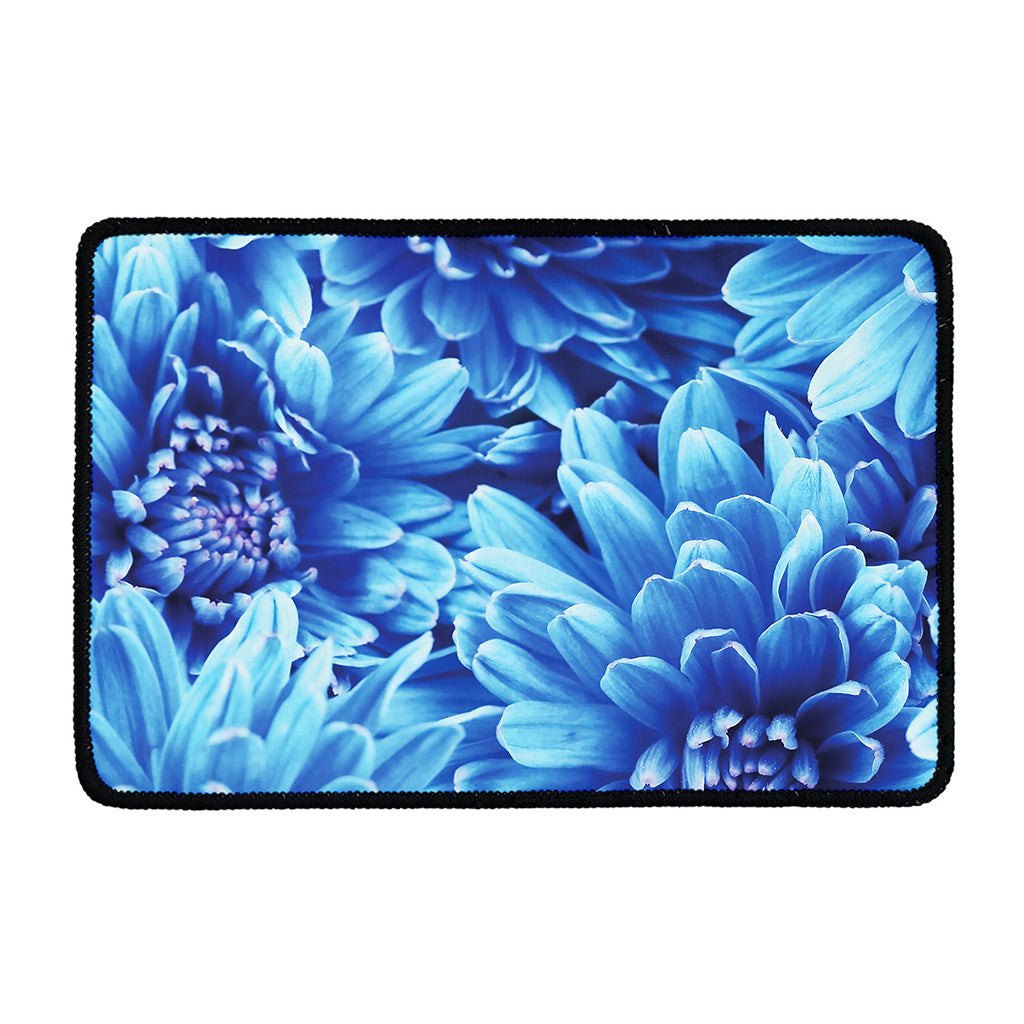 Blue Chrysanthemum Flower Print Kitchen Mat