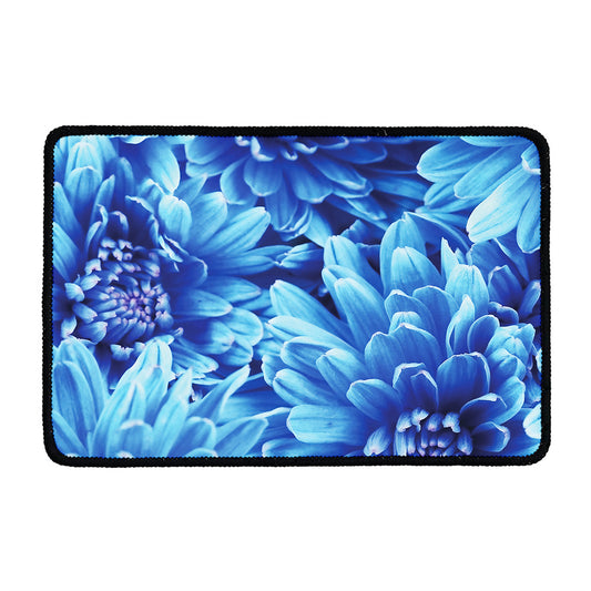 Blue Chrysanthemum Flower Print Kitchen Mat