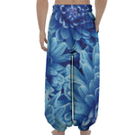 Blue Chrysanthemum Flower Print Lantern Pants
