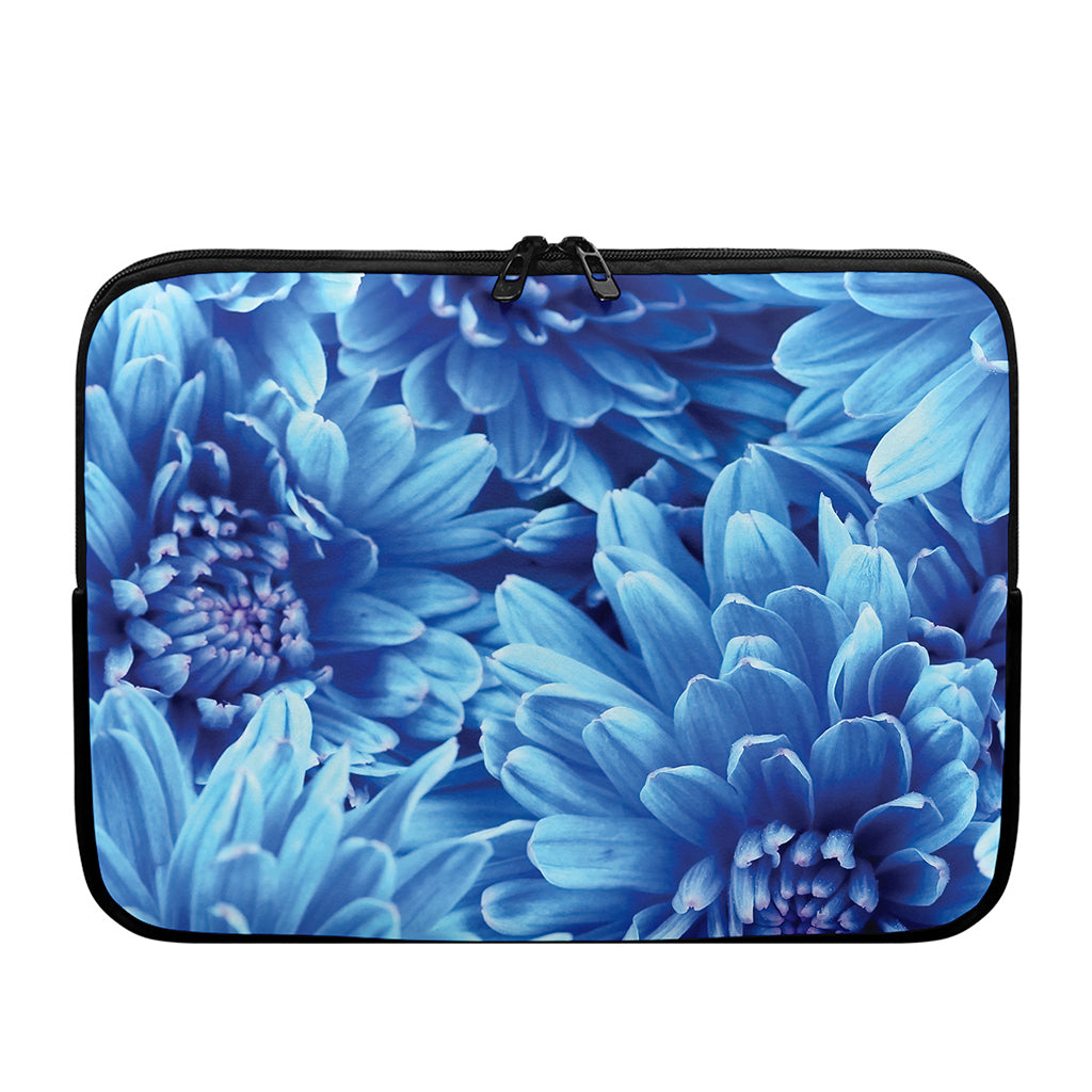 Blue Chrysanthemum Flower Print Laptop Sleeve