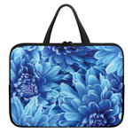 Blue Chrysanthemum Flower Print Laptop Sleeve With Handle