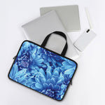 Blue Chrysanthemum Flower Print Laptop Sleeve With Handle