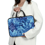Blue Chrysanthemum Flower Print Laptop Sleeve With Handle