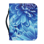 Blue Chrysanthemum Flower Print Leather Bible Cover