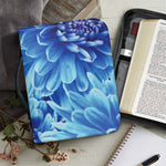 Blue Chrysanthemum Flower Print Leather Bible Cover