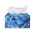 Blue Chrysanthemum Flower Print Leather Tissue Box Cover