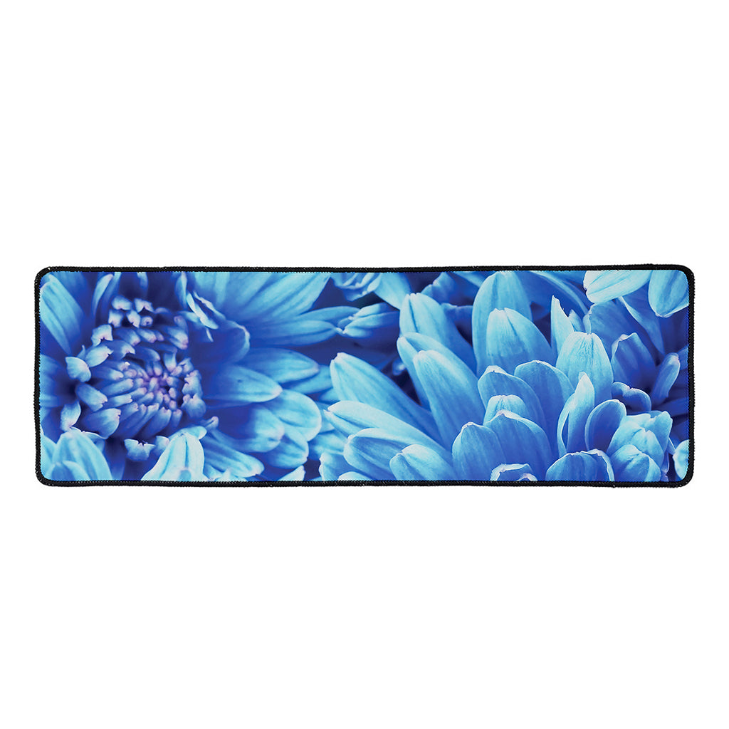 Blue Chrysanthemum Flower Print Long Kitchen Mat
