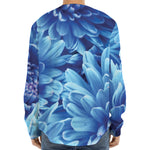 Blue Chrysanthemum Flower Print Long Sleeve Baseball Jersey