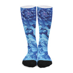 Blue Chrysanthemum Flower Print Long Socks