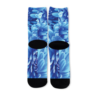 Blue Chrysanthemum Flower Print Long Socks