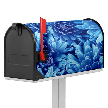Blue Chrysanthemum Flower Print Mailbox Cover