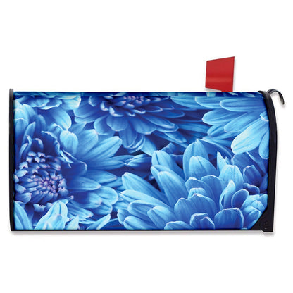 Blue Chrysanthemum Flower Print Mailbox Cover