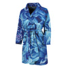 Blue Chrysanthemum Flower Print Men's Bathrobe