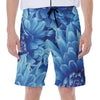 Blue Chrysanthemum Flower Print Men's Beach Shorts