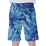 Blue Chrysanthemum Flower Print Men's Beach Shorts