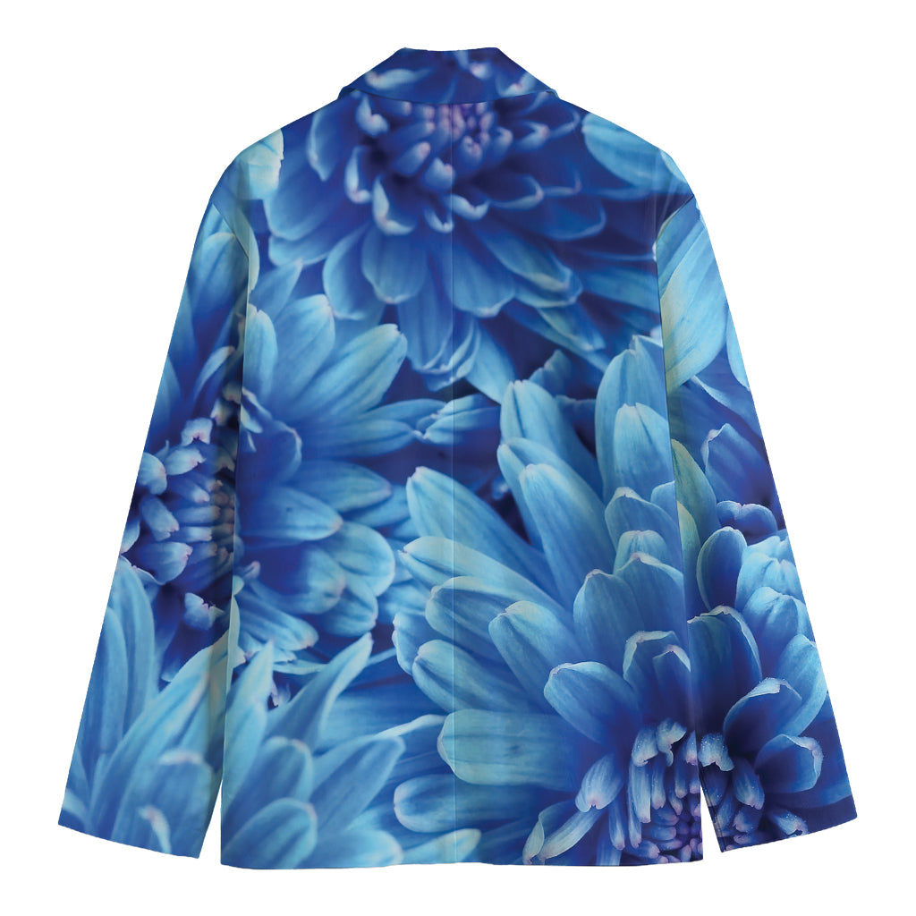 Blue Chrysanthemum Flower Print Men's Blazer