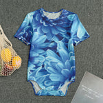 Blue Chrysanthemum Flower Print Men's Bodysuit