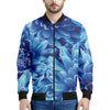 Blue Chrysanthemum Flower Print Men's Bomber Jacket