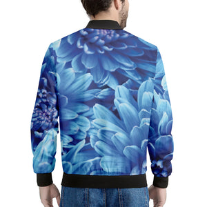 Blue Chrysanthemum Flower Print Men's Bomber Jacket