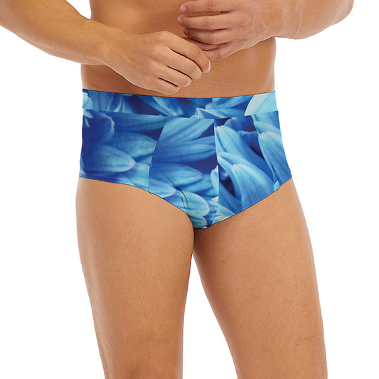 Blue Chrysanthemum Flower Print Men's Briefs