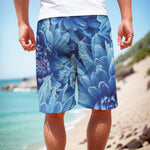 Blue Chrysanthemum Flower Print Men's Cargo Shorts
