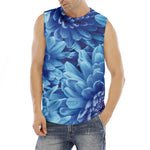 Blue Chrysanthemum Flower Print Men's Fitness Tank Top