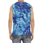 Blue Chrysanthemum Flower Print Men's Fitness Tank Top