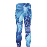 Blue Chrysanthemum Flower Print Men's leggings
