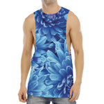 Blue Chrysanthemum Flower Print Men's Muscle Tank Top