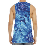 Blue Chrysanthemum Flower Print Men's Muscle Tank Top