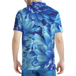 Blue Chrysanthemum Flower Print Men's Polo Shirt