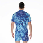 Blue Chrysanthemum Flower Print Men's Rompers