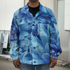 Blue Chrysanthemum Flower Print Men's Shirt Jacket