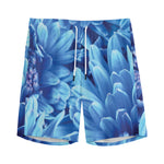 Blue Chrysanthemum Flower Print Men's Sports Shorts