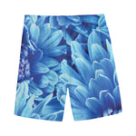 Blue Chrysanthemum Flower Print Men's Sports Shorts