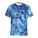 Blue Chrysanthemum Flower Print Men's Sports T-Shirt