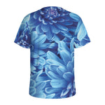 Blue Chrysanthemum Flower Print Men's Sports T-Shirt