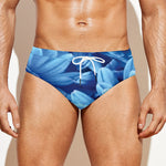 Blue Chrysanthemum Flower Print Men's Swim Briefs