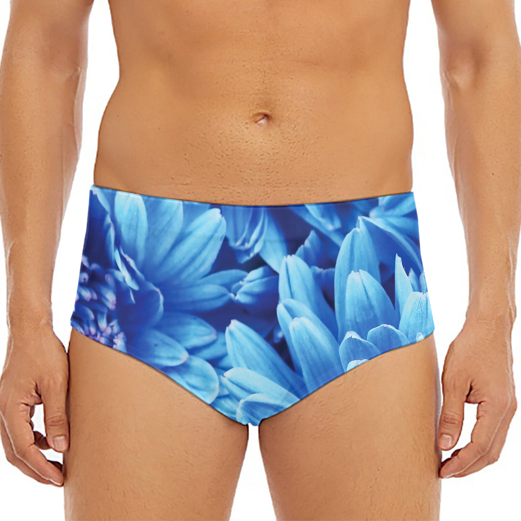 Blue Chrysanthemum Flower Print Men's Triangle Swim Briefs