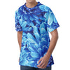 Blue Chrysanthemum Flower Print Men's Velvet T-Shirt