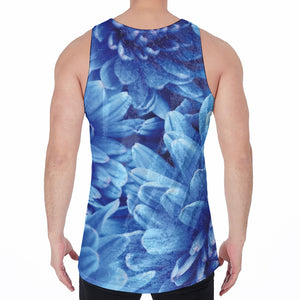 Blue Chrysanthemum Flower Print Men's Velvet Tank Top