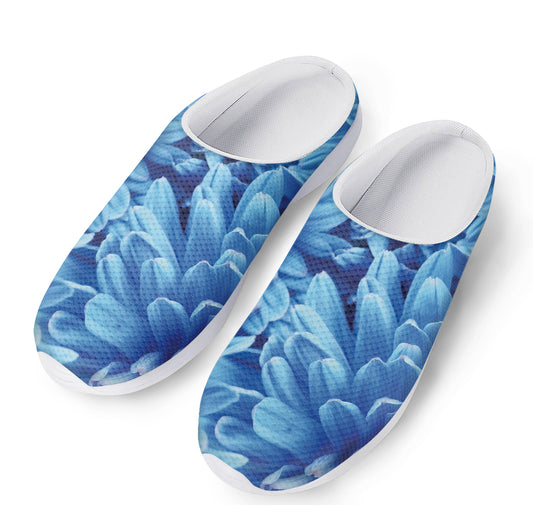 Blue Chrysanthemum Flower Print Mesh Casual Shoes