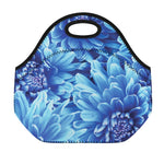 Blue Chrysanthemum Flower Print Neoprene Lunch Bag